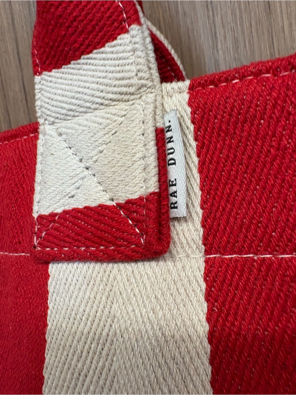 Rae Dunn Red and Cream Striped Canvas Tote with Pouch Set - Picture 4 of 8